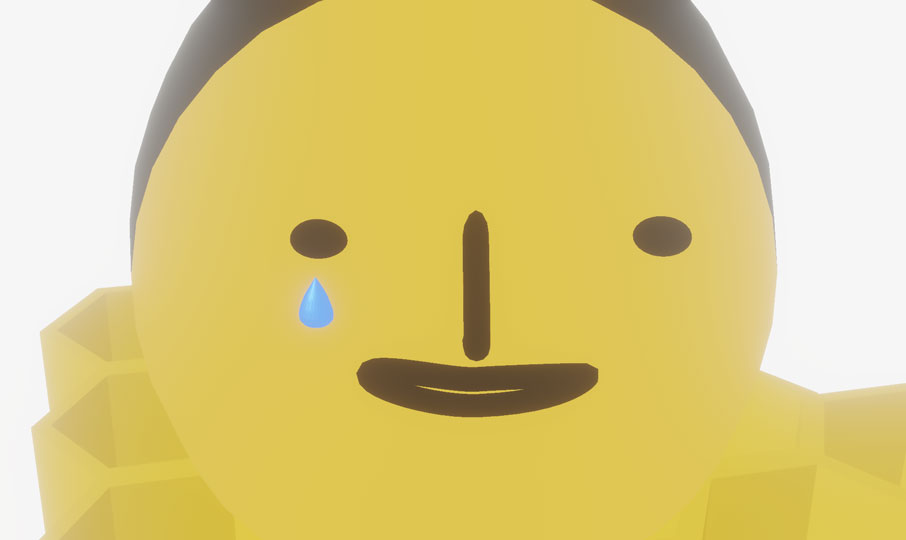 Bee 1 is shown close up, smiling with a single tear